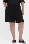 Nydj Plus Size Breezy Bermuda Drawstring Shorts In Black
