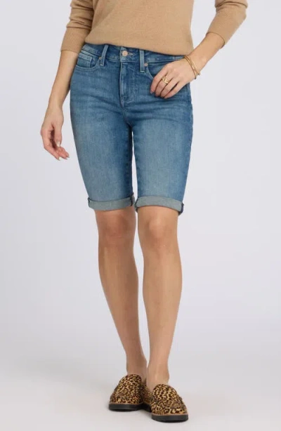 Nydj Briella Roll Cuff Denim Bermuda Shorts In Blue