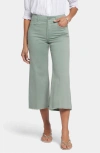 Nydj Brigitte Frayed High Waist Wide Leg Capri Jeans In Lily Pad