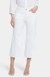 Nydj Brigitte Frayed High Waist Wide Leg Capri Jeans In Optic White