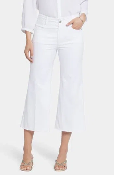 Nydj Brigitte Frayed High Waist Wide Leg Capri Jeans In Optic White