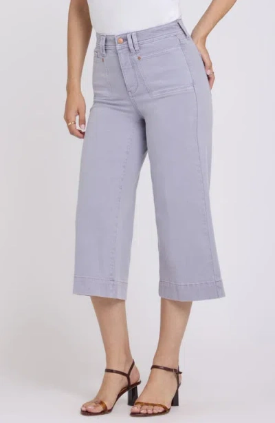 Nydj Brigitte Patch Pocket High Waist Wide Leg Capri Jeans In Purple