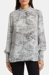 Nydj Britney Print Smocked Top In Mountain Top