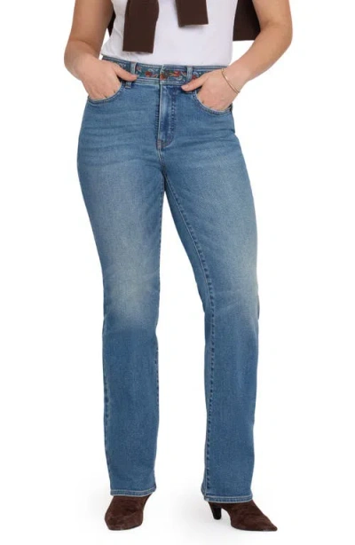 Nydj Brooklyn High Waist Embroidered Waistband Bootcut Jeans In White