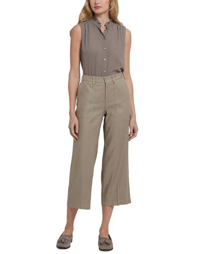 Nydj Cargo Saddlewood Linen-blend Crop Jean In Brown