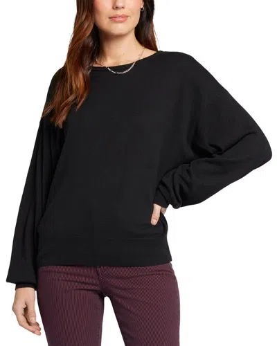 Nydj Cashmere-blend Boat Neck Sweater In Black
