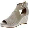 Nydj Charisma Womens Suede Peep-toe Wedge Sandals In Nude