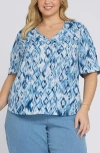 Nydj Charming Floral Top In Blue