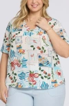 Nydj Charming Floral Top In Blue