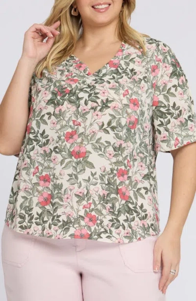 Nydj Charming Floral Top In Green