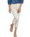 Nydj Chloe Hollywood Leaf Print Side Slit Capri Jeans In Multi