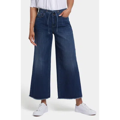 Nydj Cindi Cool Embrace® Frayed Drawstring High Waist Ankle Relaxed Wide Leg Jeans In Rio Rapids