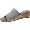 Nydj Claudine Womens Faux Suede Square Toe Wedge Sandals In Multi