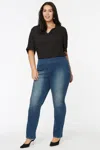 Nydj Clean Enchantment Jeans Women's Blue Denim Pull-on Straight Leg Ddr656 In Blue