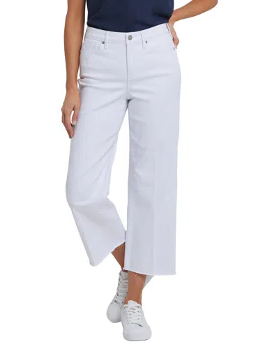 Nydj Coco High Waist Raw Edge Relaxed Crop Wide Leg Jeans In White