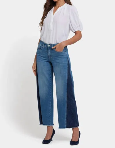 NYDJ CONTRAST TERESA WIDE LEG JEANS IN AVENUE BLUE