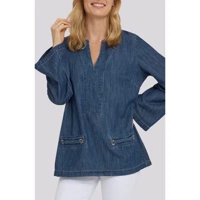 Nydj Cotton Denim Tunic In Blue