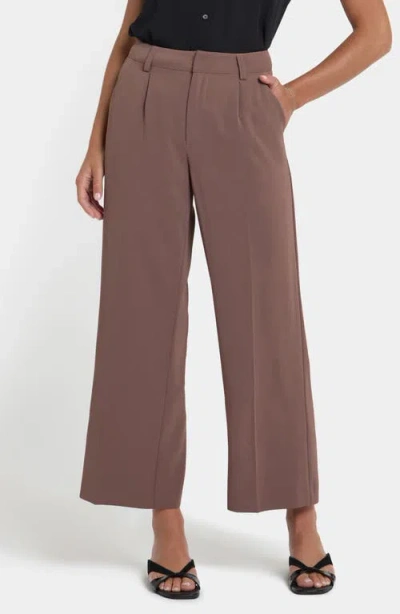 Nydj Wide Leg Ankle Trouser Pants In Brown