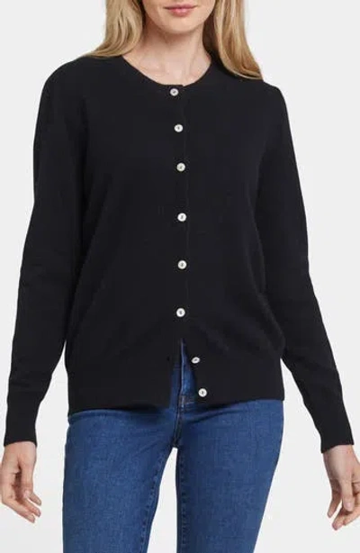 Nydj Crewneck Cashmere Cardigan In Black