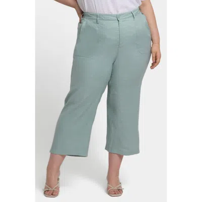 Nydj Crop Wide Leg Linen Blend Utility Pants In Tomatillo