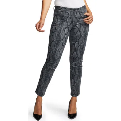 Nydj Curves 360 By  Snake Print Slim Straight Jeans In Diamondback
