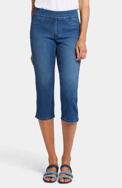 Nydj Dakota Side Slit Pull-on Capri Jeans In Olympus