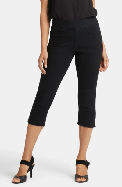 Nydj Dakota Side Slit Pull-on Capri Jeans In Overdye Black