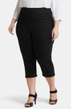 Nydj Dakota Side Slit Pull-on Capri Jeans In Overdye Black