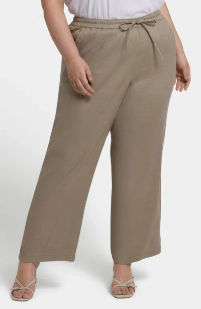 Nydj Drawstring Relaxed Fit Linen Blend Pants In Saddlewood