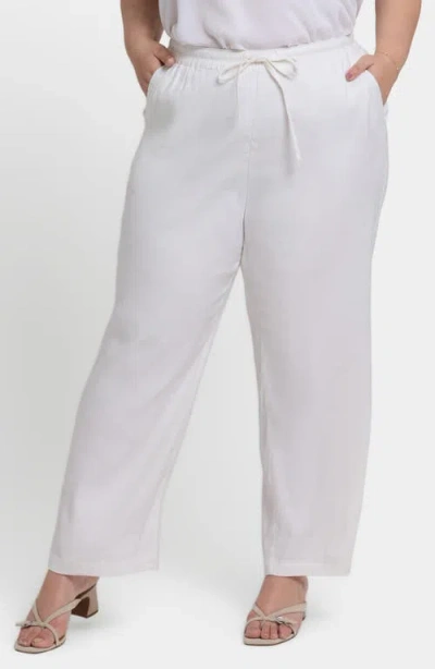 Nydj Drawstring Relaxed Fit Linen Blend Pants In White