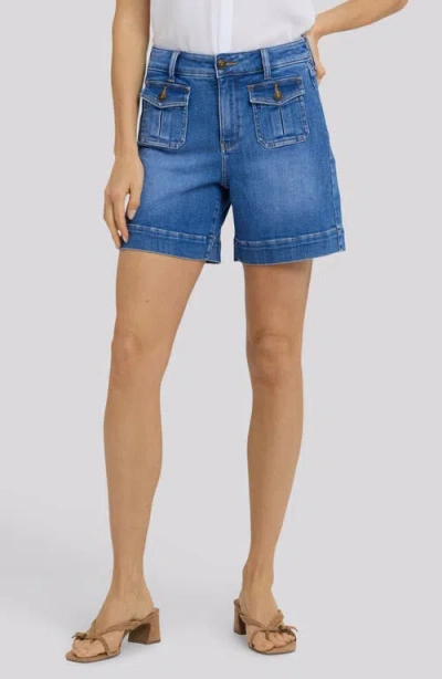 Nydj Ella Patch Pocket Denim Shorts In Blue