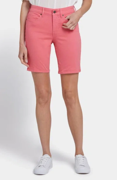 Nydj Ella Side Slit Denim Bermuda Shorts In Spiced Coral
