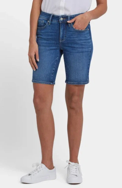 Nydj Ella Side Slit Denim Shorts In Blue