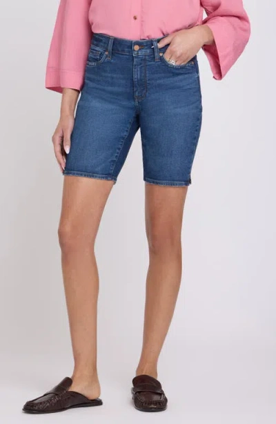 Nydj Ella Side Slit Denim Shorts In Blue