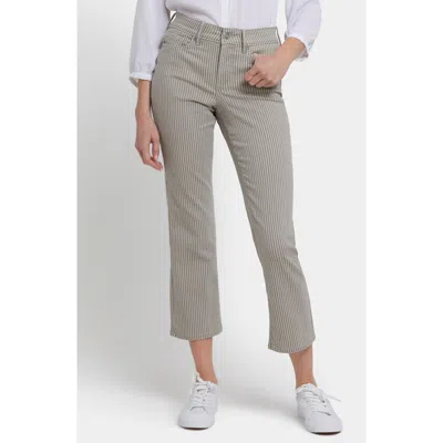 Nydj Ellison Cool Embrace® Stripe High Waist Ankle Straight Leg Jeans In Brown