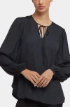 Nydj Elsie Tie Neck Satin Top In Black