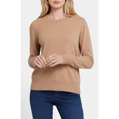 Nydj Essential Crewneck Cashmere Sweater In Brown