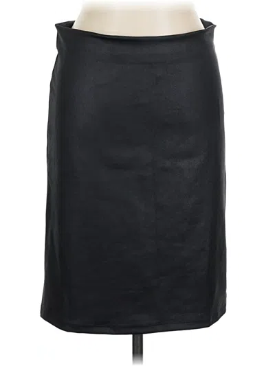 Pre-owned Nydj Faux Leather Skirt In Black
