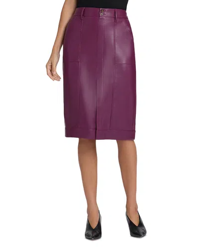 Nydj Faux Leather Utility Skirt In Purple