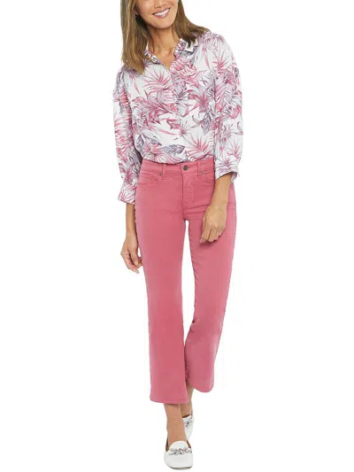 Nydj Fiona Womens Mid Rise Flare Ankle Jeans In Pink