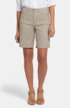 Nydj Five-pocket Stretch Linen Blend Bermuda Shorts In Gray