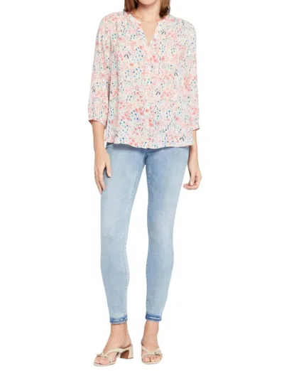 Nydj Floral Pintuck Blouse In Hacienda In Multi
