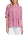 Nydj Floral Print Pleated Peasant Top