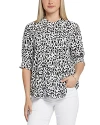 Nydj Floral Print Pleated Peasant Top In Gato
