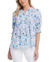Nydj Floral Print Pleated Peasant Top In Jimena Garden
