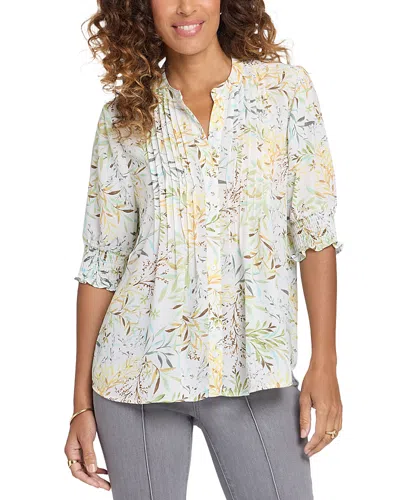 Nydj Floral Print Pleated Peasant Top In Multi