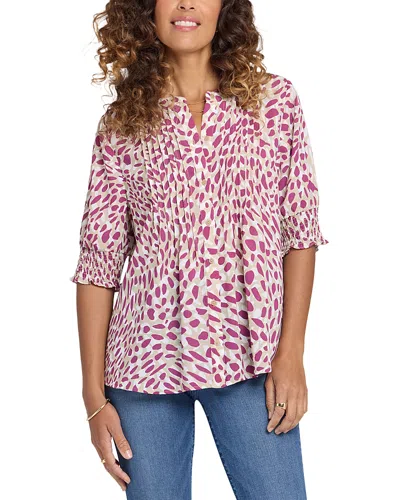 Nydj Floral Print Pleated Peasant Top In Multi