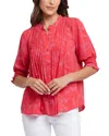 Nydj Pleated Peasant Blouse In Valencia
