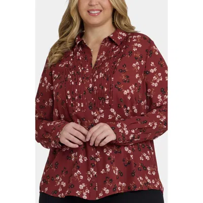 Nydj Floral Tuxedo Button-up Shirt In Multi
