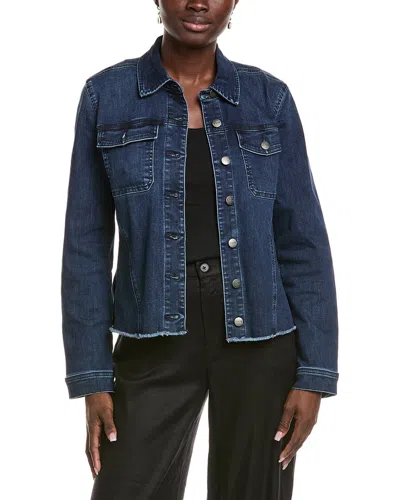 Nydj Frayed Hem Denim Jacket In Blue